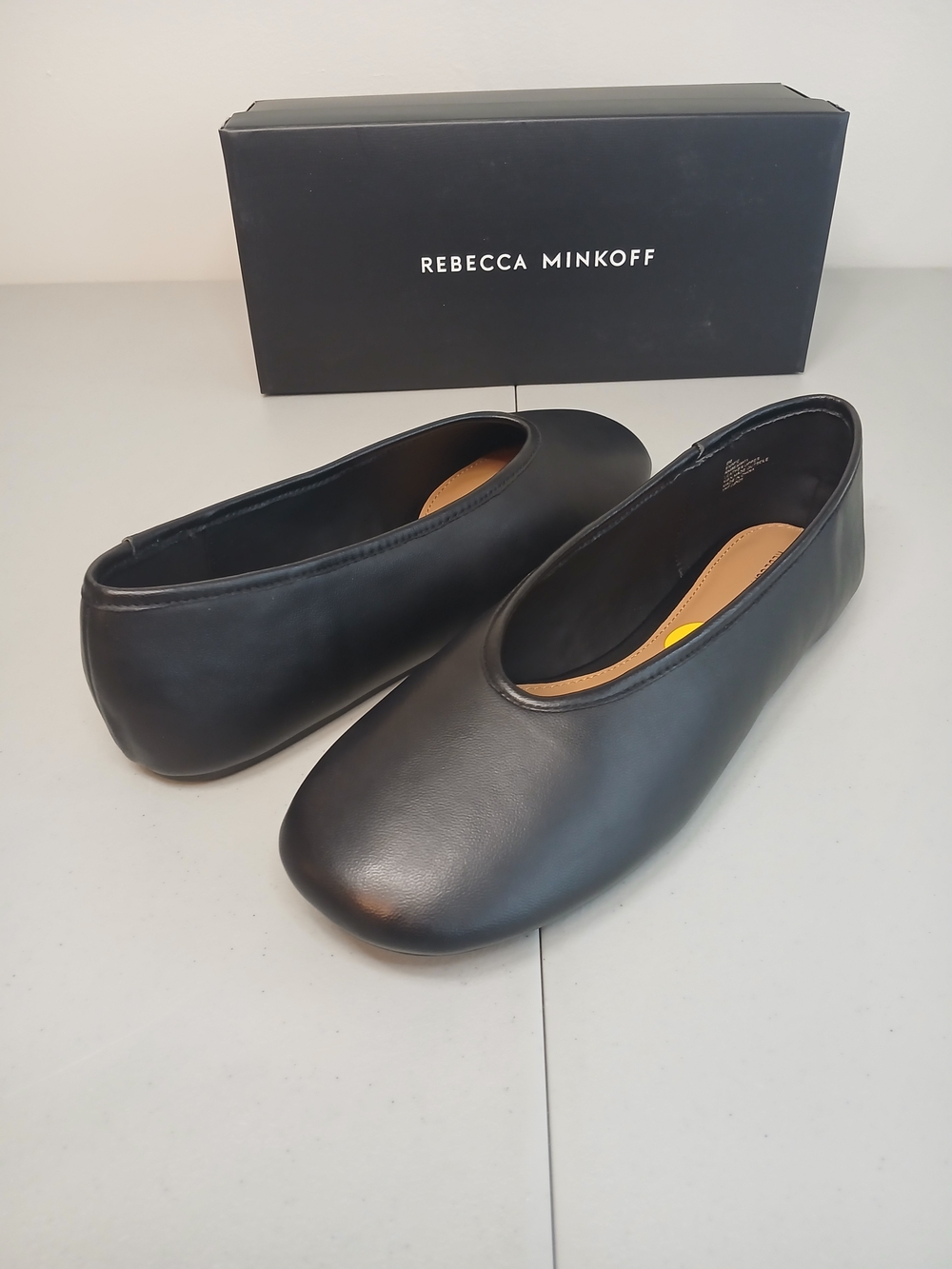 Rebecca Minkoff Black Leather Ballet Flats 9 New! Emmie